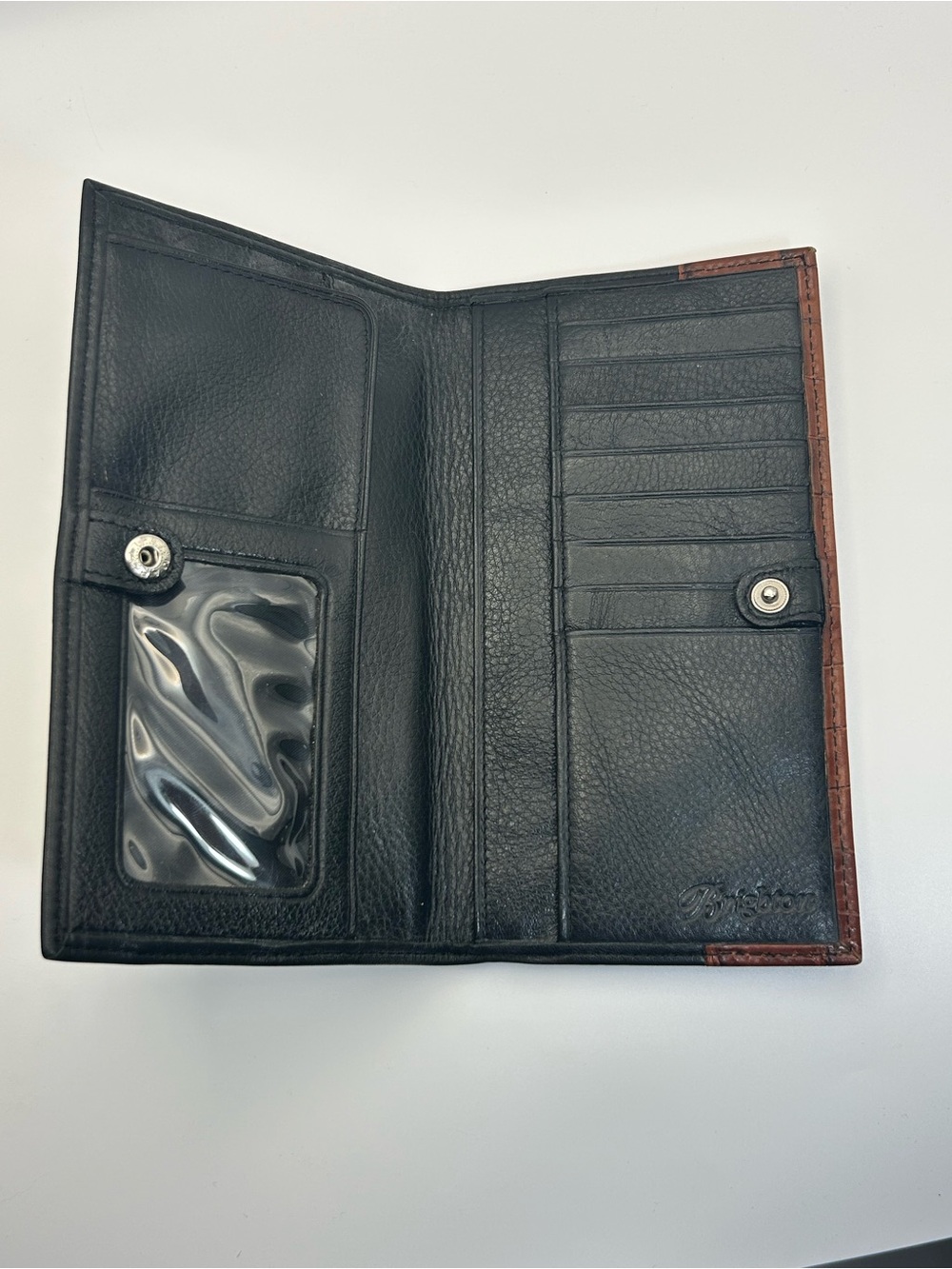 Brighton Two-tone Leather Braided Wallet Black Brown Silver Plated Heart Vintage - Picture 8 of 13